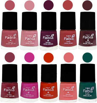 

FABIA Matte Nail Polish Combo/Multicolor Nail Polish/Mix Color/Combo Color Set of 10pcs(6ml each) 110201845 Mauve Pink-Rose-Boysenberry-Peach-Wine-Wine Red-Pink Pink-Fire Orange-Baby Pink-Pine Green(Pack of 10)