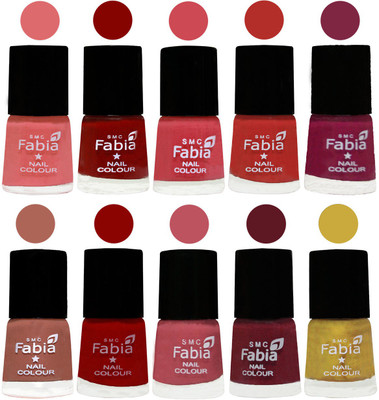 

FABIA Matte Nail Polish Combo/Multicolor Nail Polish/Mix Color/Combo Color Set of 10pcs(6ml each) 110202000 Baby Pink-Bold Red-Strawberry-Candy Orange-Dark Magenta-Coral-Red-Coral Pink -Jam-Mattis gold(Pack of 10)