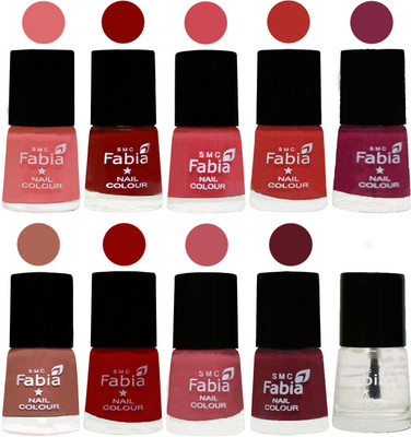 

FABIA Matte Nail Polish Combo/Multicolor Nail Polish/Mix Color/Combo Color Set of 10pcs(6ml each) 110202003 Baby Pink-Bold Red-Strawberry-Candy Orange-Dark Magenta-Coral-Red-Coral Pink -Jam-Top Coat(Pack of 10)