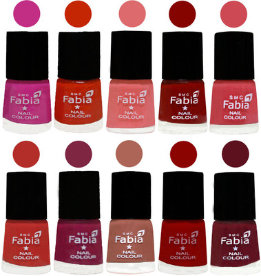 

FABIA Matte Nail Polish Combo/Multicolor Nail Polish/Mix Color/Combo Color Set of 10pcs(6ml each) 110201958 Pink Pink-Fire Orange-Baby Pink-Bold Red-Strawberry-Candy Orange-Dark Magenta-Coral-Red-Maroon(Pack of 10)