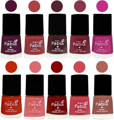 

FABIA Matte Nail Polish Combo/Multicolor Nail Polish/Mix Color/Combo Color Set of 10pcs(6ml each) 110201875 Boysenberry-Peach-Wine-Wine Red-Pink Pink-Fire Orange-Baby Pink-Bold Red-Strawberry-Coral(Pack of 10)