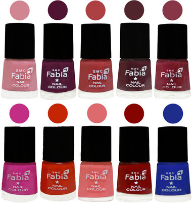 

FABIA Matte Nail Polish Combo/Multicolor Nail Polish/Mix Color/Combo Color Set of 10pcs(6ml each) 110201869 Rose-Boysenberry-Peach-Wine-Wine Red-Pink Pink-Fire Orange-Baby Pink-Bold Red-Shock Blue Dark(Pack of 10)