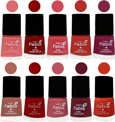 

FABIA Matte Nail Polish Combo/Multicolor Nail Polish/Mix Color/Combo Color Set of 10pcs(6ml each) 110201994 Baby Pink-Bold Red-Strawberry-Candy Orange-Dark Magenta-Coral-Red-Coral Pink -Jam-Orange(Pack of 10)