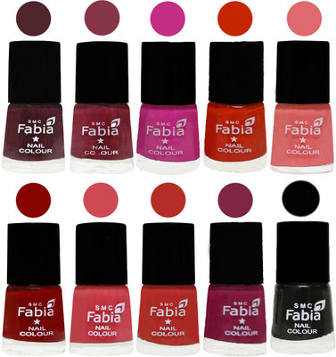 

FABIA Matte Nail Polish Combo/Multicolor Nail Polish/Mix Color/Combo Color Set of 10pcs(6ml each) 110201935 Wine-Wine Red-Pink Pink-Fire Orange-Baby Pink-Bold Red-Strawberry-Candy Orange-Dark Magenta-Black(Pack of 10)