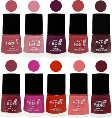 

FABIA Matte Nail Polish Combo/Multicolor Nail Polish/Mix Color/Combo Color Set of 10pcs(6ml each) 110201833 Mauve Pink-Rose-Boysenberry-Peach-Wine-Wine Red-Pink Pink-Fire Orange-Baby Pink-Jam(Pack of 10)