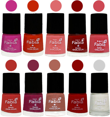 

FABIA Matte Nail Polish Combo/Multicolor Nail Polish/Mix Color/Combo Color Set of 10pcs(6ml each) 110201971 Pink Pink-Fire Orange-Baby Pink-Bold Red-Strawberry-Candy Orange-Dark Magenta-Coral-Red-White(Pack of 10)