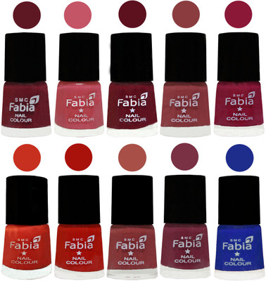 

FABIA Matte Nail Polish Combo/Multicolor Nail Polish/Mix Color/Combo Color Set of 10pcs(6ml each) 110202094 Jam-Light Pink-Maroon-Dark Nude-Pure Wine-Orange-Reddish Red-Dark Peach-Plum-Shock Blue Dark(Pack of 10)