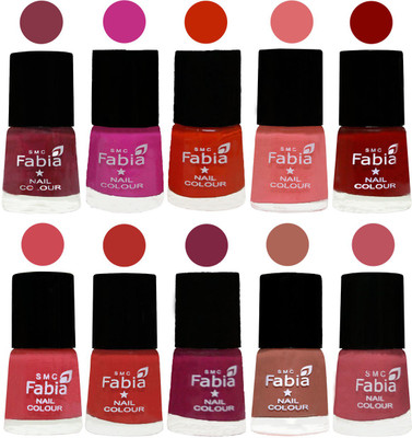 

FABIA Matte Nail Polish Combo/Multicolor Nail Polish/Mix Color/Combo Color Set of 10pcs(6ml each) 110201937 Wine Red-Pink Pink-Fire Orange-Baby Pink-Bold Red-Strawberry-Candy Orange-Dark Magenta-Coral-Coral Pink(Pack of 10)