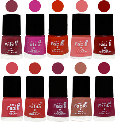 

FABIA Matte Nail Polish Combo/Multicolor Nail Polish/Mix Color/Combo Color Set of 10pcs(6ml each) 110201942 Wine Red-Pink Pink-Fire Orange-Baby Pink-Bold Red-Strawberry-Candy Orange-Dark Magenta-Coral-Pure Wine(Pack of 10)