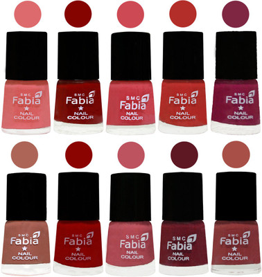

FABIA Matte Nail Polish Combo/Multicolor Nail Polish/Mix Color/Combo Color Set of 10pcs(6ml each) 110201996 Baby Pink-Bold Red-Strawberry-Candy Orange-Dark Magenta-Coral-Red-Coral Pink -Jam-Dark Peach(Pack of 10)