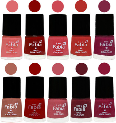 

FABIA Matte Nail Polish Combo/Multicolor Nail Polish/Mix Color/Combo Color Set of 10pcs(6ml each) 110201993 Baby Pink-Bold Red-Strawberry-Candy Orange-Dark Magenta-Coral-Red-Coral Pink -Jam-Pure Wine(Pack of 10)