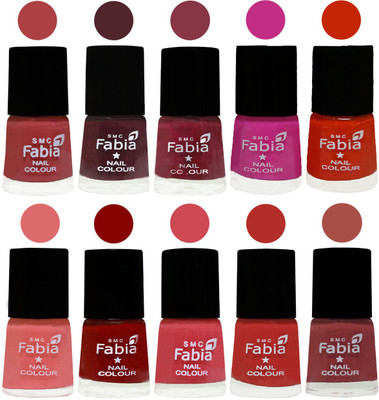 

FABIA Matte Nail Polish Combo/Multicolor Nail Polish/Mix Color/Combo Color Set of 10pcs(6ml each) 110201906 Peach-Wine-Wine Red-Pink Pink-Fire Orange-Baby Pink-Bold Red-Strawberry-Candy Orange-Dark Peach(Pack of 10)