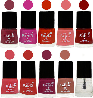

FABIA Matte Nail Polish Combo/Multicolor Nail Polish/Mix Color/Combo Color Set of 10pcs(6ml each) 110201952 Wine Red-Pink Pink-Fire Orange-Baby Pink-Bold Red-Strawberry-Candy Orange-Dark Magenta-Coral-Top Coat(Pack of 10)