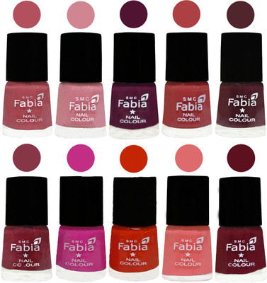 

FABIA Matte Nail Polish Combo/Multicolor Nail Polish/Mix Color/Combo Color Set of 10pcs(6ml each) 110201835 Mauve Pink-Rose-Boysenberry-Peach-Wine-Wine Red-Pink Pink-Fire Orange-Baby Pink-Maroon(Pack of 10)