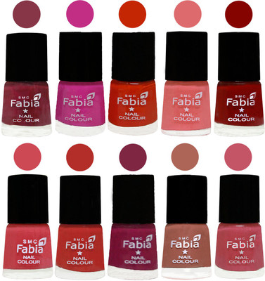 

FABIA Matte Nail Polish Combo/Multicolor Nail Polish/Mix Color/Combo Color Set of 10pcs(6ml each) 110201939 Wine Red-Pink Pink-Fire Orange-Baby Pink-Bold Red-Strawberry-Candy Orange-Dark Magenta-Coral-Light Pink(Pack of 10)