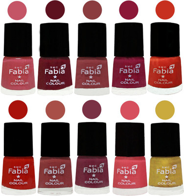 

FABIA Matte Nail Polish Combo/Multicolor Nail Polish/Mix Color/Combo Color Set of 10pcs(6ml each) 110202099 Light Pink-Maroon-Dark Nude-Pure Wine-Orange-Reddish Red-Dark Peach-Plum-Punch Pink-Mattis gold(Pack of 10)