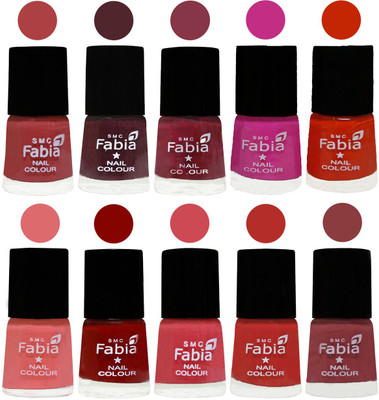 

FABIA Nail Polish Combo/Multicolor Nail Polish/Mix Color/Combo Color Set of 10pcs(6ml each) 110201902 Peach-Wine-Wine Red-Pink Pink-Fire Orange-Baby Pink-Bold Red-Strawberry-Candy Orange-Dark Nude(Pack of 10)