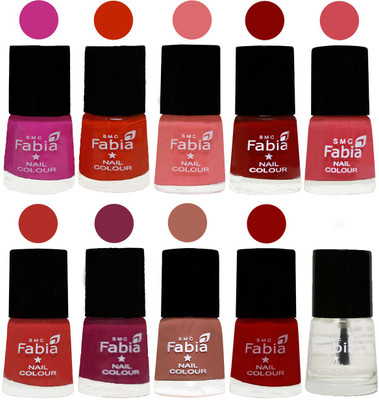 

FABIA Matte Nail Polish Combo/Multicolor Nail Polish/Mix Color/Combo Color Set of 10pcs(6ml each) 110201970 Pink Pink-Fire Orange-Baby Pink-Bold Red-Strawberry-Candy Orange-Dark Magenta-Coral-Red-Top Coat(Pack of 10)