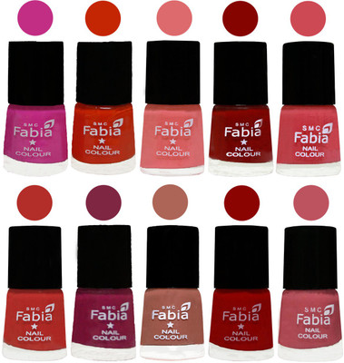 

FABIA Matte Nail Polish Combo/Multicolor Nail Polish/Mix Color/Combo Color Set of 10pcs(6ml each) 110201955 Pink Pink-Fire Orange-Baby Pink-Bold Red-Strawberry-Candy Orange-Dark Magenta-Coral-Red-Coral Pink(Pack of 10)