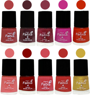 

FABIA Matte Nail Polish Combo/Multicolor Nail Polish/Mix Color/Combo Color Set of 10pcs(6ml each) 110201910 Peach-Wine-Wine Red-Pink Pink-Fire Orange-Baby Pink-Bold Red-Strawberry-Candy Orange-Mattis gold(Pack of 10)