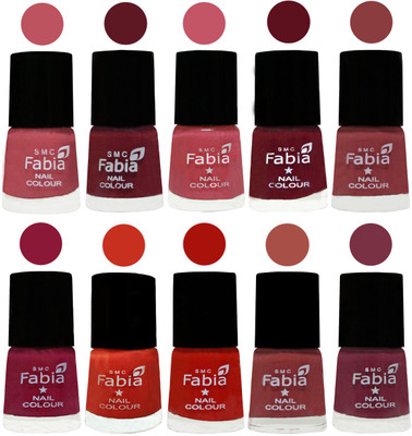 

FABIA Matte Nail Polish Combo/Multicolor Nail Polish/Mix Color/Combo Color Set of 10pcs(6ml each) 110202081 Coral Pink -Jam-Light Pink-Maroon-Dark Nude-Pure Wine-Orange-Reddish Red-Dark Peach-Plum(Pack of 10)