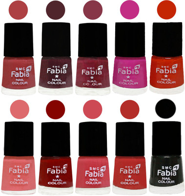 

FABIA Matte Nail Polish Combo/Multicolor Nail Polish/Mix Color/Combo Color Set of 10pcs(6ml each) 110201915 Peach-Wine-Wine Red-Pink Pink-Fire Orange-Baby Pink-Bold Red-Strawberry-Candy Orange-Black(Pack of 10)