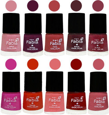 

FABIA Matte Nail Polish Combo/Multicolor Nail Polish/Mix Color/Combo Color Set of 10pcs(6ml each) 110201855 Rose-Boysenberry-Peach-Wine-Wine Red-Pink Pink-Fire Orange-Baby Pink-Bold Red-Coral Pink(Pack of 10)