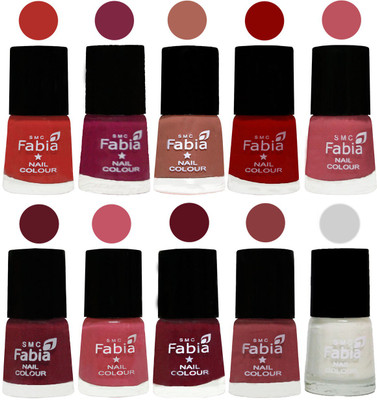 

FABIA Matte Nail Polish Combo/Multicolor Nail Polish/Mix Color/Combo Color Set of 10pcs(6ml each) 110202046 Candy Orange-Dark Magenta-Coral-Red-Coral Pink -Jam-Light Pink-Maroon-Dark Nude-White(Pack of 10)