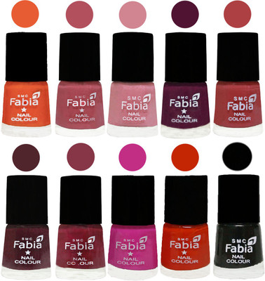 

FABIA Matte Nail Polish Combo/Multicolor Nail Polish/Mix Color/Combo Color Set of 10pcs(6ml each) 110201825 Sour Orange-Mauve Pink-Rose-Boysenberry-Peach-Wine-Wine Red-Pink Pink-Fire Orange-Baby Pink(Pack of 10)