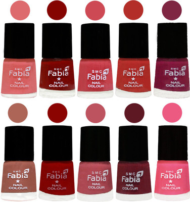 

FABIA Matte Nail Polish Combo/Multicolor Nail Polish/Mix Color/Combo Color Set of 10pcs(6ml each) 110201999 Baby Pink-Bold Red-Strawberry-Candy Orange-Dark Magenta-Coral-Red-Coral Pink -Jam-Shock Pink Light(Pack of 10)