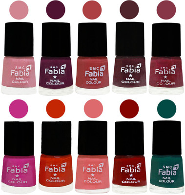 

FABIA Matte Nail Polish Combo/Multicolor Nail Polish/Mix Color/Combo Color Set of 10pcs(6ml each) 110201868 Rose-Boysenberry-Peach-Wine-Wine Red-Pink Pink-Fire Orange-Baby Pink-Bold Red-Pine Green(Pack of 10)