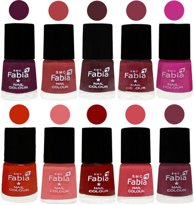 

FABIA Matte Nail Polish Combo/Multicolor Nail Polish/Mix Color/Combo Color Set of 10pcs(6ml each) 110201886 Boysenberry-Peach-Wine-Wine Red-Pink Pink-Fire Orange-Baby Pink-Bold Red-Strawberry-Plum(Pack of 10)