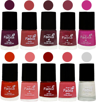 

FABIA Matte Nail Polish Combo/Multicolor Nail Polish/Mix Color/Combo Color Set of 10pcs(6ml each) 110201893 Boysenberry-Peach-Wine-Wine Red-Pink Pink-Fire Orange-Baby Pink-Bold Red-Strawberry-White(Pack of 10)
