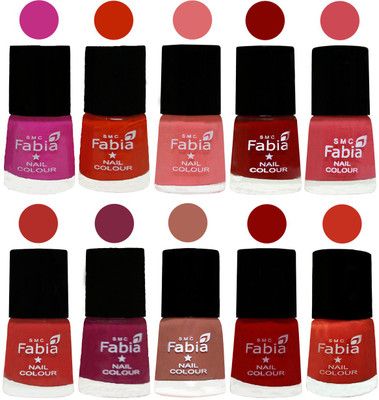 

FABIA Matte Nail Polish Combo/Multicolor Nail Polish/Mix Color/Combo Color Set of 10pcs(6ml each) 110201961 Pink Pink-Fire Orange-Baby Pink-Bold Red-Strawberry-Candy Orange-Dark Magenta-Coral-Red-Orange(Pack of 10)