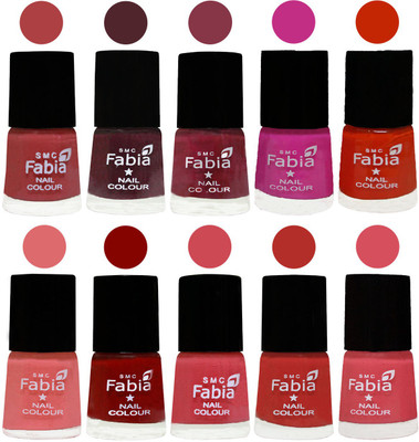 

FABIA Matte Nail Polish Combo/Multicolor Nail Polish/Mix Color/Combo Color Set of 10pcs(6ml each) 110201908 Peach-Wine-Wine Red-Pink Pink-Fire Orange-Baby Pink-Bold Red-Strawberry-Candy Orange-Punch Pink(Pack of 10)