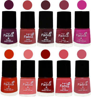 

FABIA Matte Nail Polish Combo/Multicolor Nail Polish/Mix Color/Combo Color Set of 10pcs(6ml each) 110201879 Boysenberry-Peach-Wine-Wine Red-Pink Pink-Fire Orange-Baby Pink-Bold Red-Strawberry-Light Pink(Pack of 10)