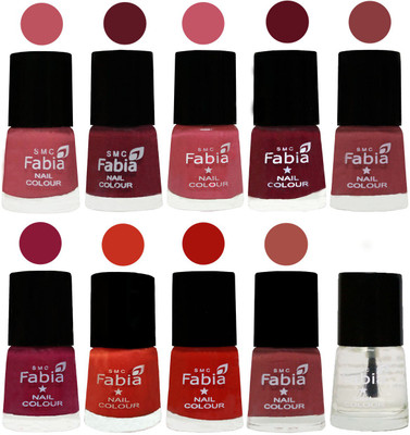 

FABIA Matte Nail Polish Combo/Multicolor Nail Polish/Mix Color/Combo Color Set of 10pcs(6ml each) 110202087 Coral Pink -Jam-Light Pink-Maroon-Dark Nude-Pure Wine-Orange-Reddish Red-Dark Peach-Top Coat(Pack of 10)