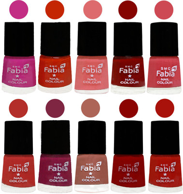 

FABIA Matte Nail Polish Combo/Multicolor Nail Polish/Mix Color/Combo Color Set of 10pcs(6ml each) 110201962 Pink Pink-Fire Orange-Baby Pink-Bold Red-Strawberry-Candy Orange-Dark Magenta-Coral-Red-Reddish Red(Pack of 10)