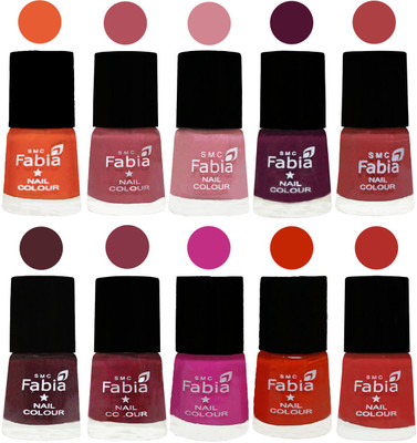 

FABIA Matte Nail Polish Combo/Multicolor Nail Polish/Mix Color/Combo Color Set of 10pcs(6ml each) 110201804 Sour Orange-Mauve Pink-Rose-Boysenberry-Peach-Wine-Wine Red-Pink Pink-Fire Orange-Baby Pink(Pack of 10)