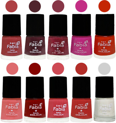

FABIA Matte Nail Polish Combo/Multicolor Nail Polish/Mix Color/Combo Color Set of 10pcs(6ml each) 110201914 Peach-Wine-Wine Red-Pink Pink-Fire Orange-Baby Pink-Bold Red-Strawberry-Candy Orange-White(Pack of 10)