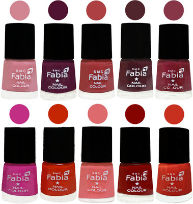 

FABIA Matte Nail Polish Combo/Multicolor Nail Polish/Mix Color/Combo Color Set of 10pcs(6ml each) 110201861 Rose-Boysenberry-Peach-Wine-Wine Red-Pink Pink-Fire Orange-Baby Pink-Bold Red-Orange(Pack of 10)