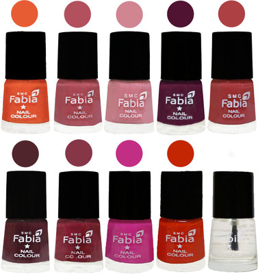 

FABIA Matte Nail Polish Combo/Multicolor Nail Polish/Mix Color/Combo Color Set of 10pcs(6ml each) 110201823 Sour Orange-Mauve Pink-Rose-Boysenberry-Peach-Wine-Wine Red-Pink Pink-Fire Orange-Baby Pink(Pack of 10)