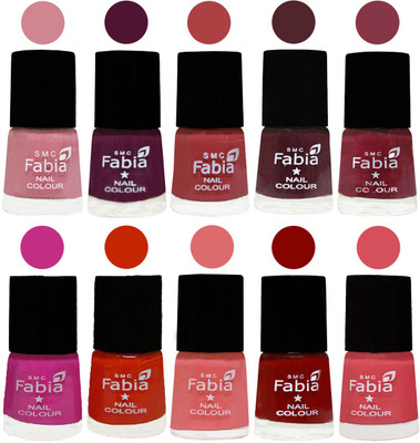 

FABIA Matte Nail Polish Combo/Multicolor Nail Polish/Mix Color/Combo Color Set of 10pcs(6ml each) 110201865 Rose-Boysenberry-Peach-Wine-Wine Red-Pink Pink-Fire Orange-Baby Pink-Bold Red-Punch Pink(Pack of 10)