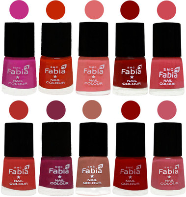 

FABIA Matte Nail Polish Combo/Multicolor Nail Polish/Mix Color/Combo Color Set of 10pcs(6ml each) 110201957 Pink Pink-Fire Orange-Baby Pink-Bold Red-Strawberry-Candy Orange-Dark Magenta-Coral-Red-Light Pink(Pack of 10)