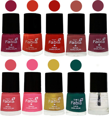 

FABIA Matte Nail Polish Combo/Multicolor Nail Polish/Mix Color/Combo Color Set of 10pcs(6ml each) 110202117 Pure Wine-Orange-Reddish Red-Dark Peach-Plum-Punch Pink-Shock Pink Light-Mattis gold-Pine Green-Top Coat(Pack of 10)