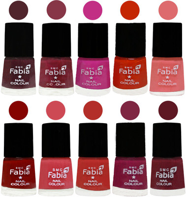 

FABIA Matte Nail Polish Combo/Multicolor Nail Polish/Mix Color/Combo Color Set of 10pcs(6ml each) 110201919 Wine-Wine Red-Pink Pink-Fire Orange-Baby Pink-Bold Red-Strawberry-Candy Orange-Dark Magenta-Jam(Pack of 10)