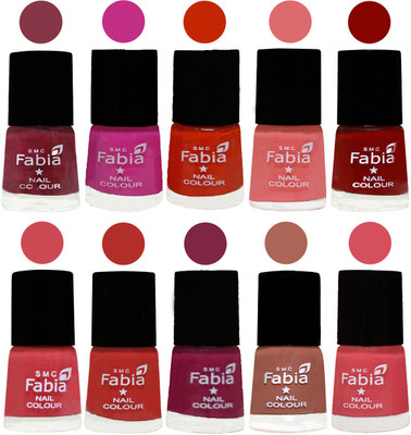 

FABIA Matte Nail Polish Combo/Multicolor Nail Polish/Mix Color/Combo Color Set of 10pcs(6ml each) 110201947 Wine Red-Pink Pink-Fire Orange-Baby Pink-Bold Red-Strawberry-Candy Orange-Dark Magenta-Coral-Punch Pink(Pack of 10)
