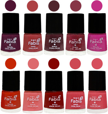 

FABIA Matte Nail Polish Combo/Multicolor Nail Polish/Mix Color/Combo Color Set of 10pcs(6ml each) 110201887 Boysenberry-Peach-Wine-Wine Red-Pink Pink-Fire Orange-Baby Pink-Bold Red-Strawberry-Punch Pink(Pack of 10)
