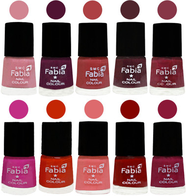 

FABIA Matte Nail Polish Combo/Multicolor Nail Polish/Mix Color/Combo Color Set of 10pcs(6ml each) 110201860 Rose-Boysenberry-Peach-Wine-Wine Red-Pink Pink-Fire Orange-Baby Pink-Bold Red-Pure Wine(Pack of 10)