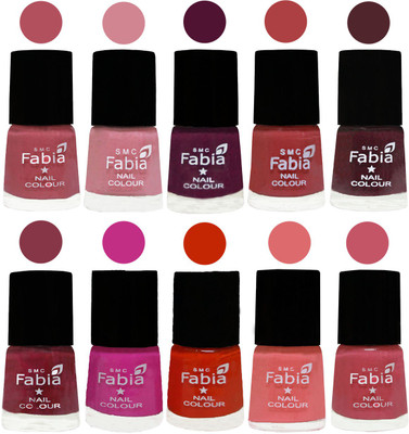 

FABIA Matte Nail Polish Combo/Multicolor Nail Polish/Mix Color/Combo Color Set of 10pcs(6ml each) 110201834 Mauve Pink-Rose-Boysenberry-Peach-Wine-Wine Red-Pink Pink-Fire Orange-Baby Pink-Light Pink(Pack of 10)